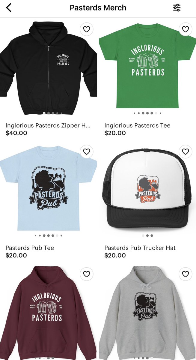 Last day to get $5 off Pasterds merch on orders over $25. Etsy Promo GET5.