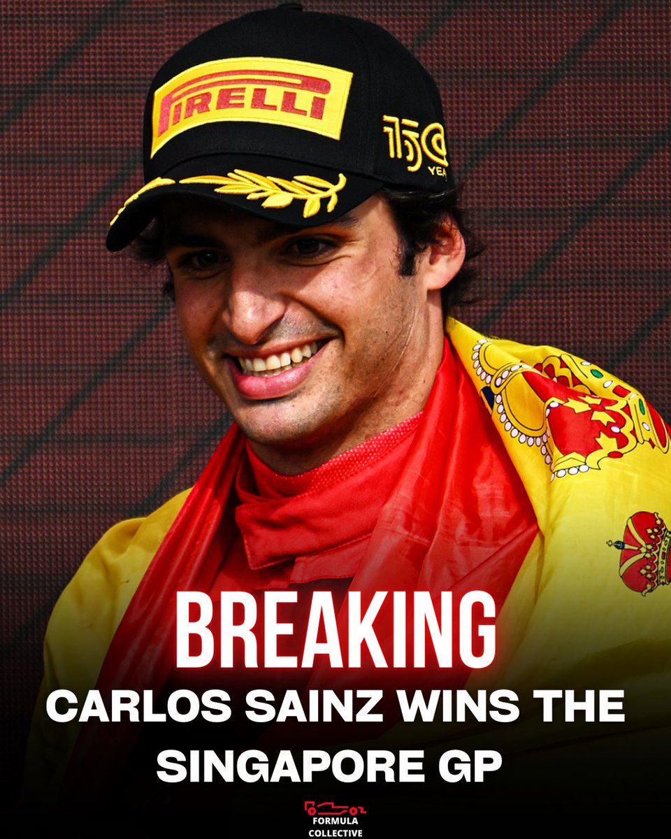 f1_collective's tweet photo. CARLOS SAINZ WINS THE SINGAPORE GP FOR FERRARI! VAMOS CARLOS 
#F1 #SingaporeGP https://t.co/3vqS7XzByp
