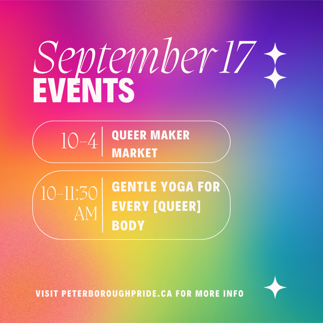 It’s the Day  of Peterborough-Nogojiwanong Pride Week 2023!⁣

So let’s see what’s happening today 👇

👉 Queer Maker Market 10-4 at Dreams of Beans on Hunter St
Join us for the first Ptbo-Nogo Queer Maker Market! You will find a collection of makers and artist...