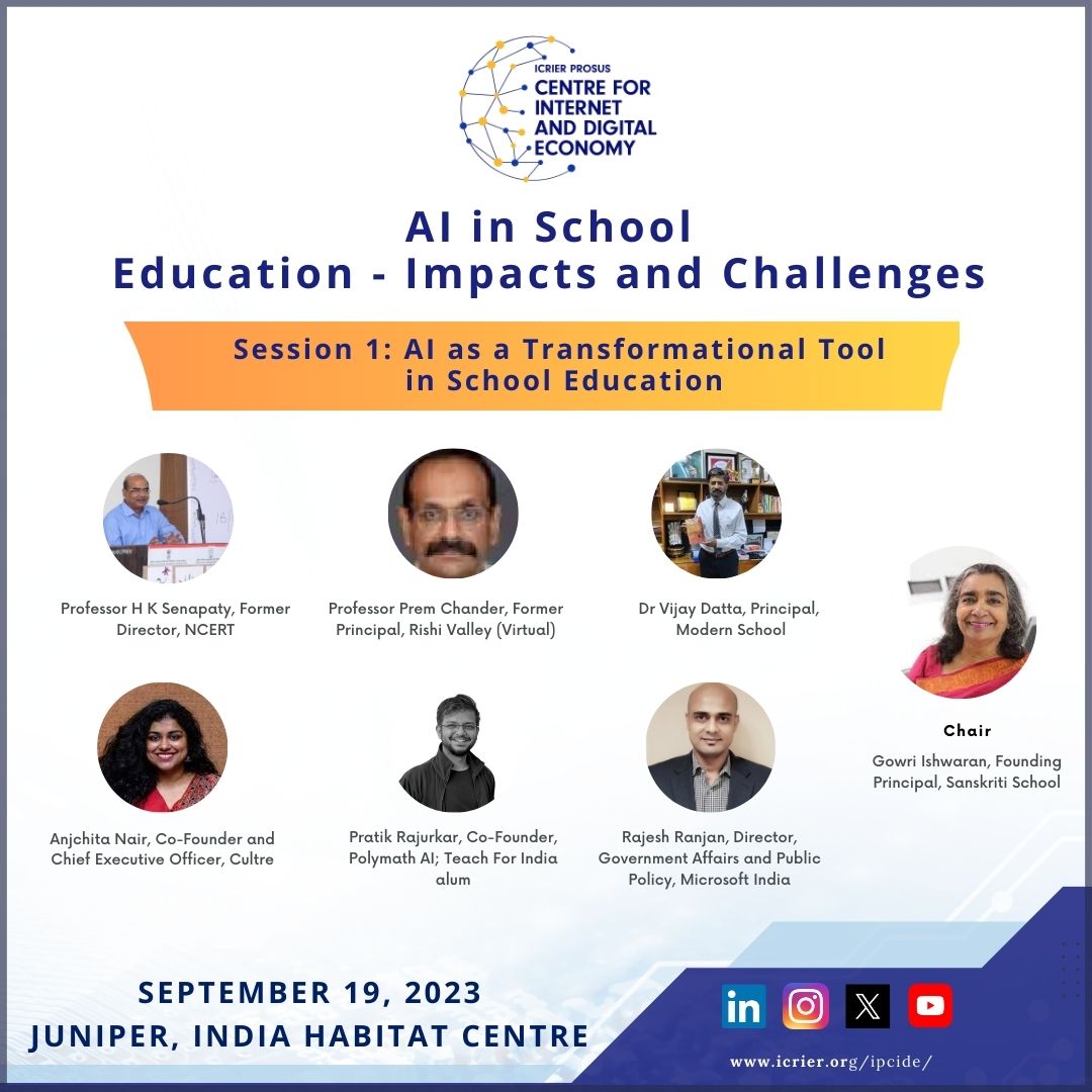 ipcide's tweet photo. Tune into the discussion with experts and policymakers on the future of education at the IPCIDE Conference on AI and School Education - Impacts and Challenges on September 19, 2023, at Juniper, India Habitat Centre.
https://t.co/I3qNsTZ73H
#IPCIDE #AIinEducation #ICRIER #Prosus https://t.co/veJFDH7uWP