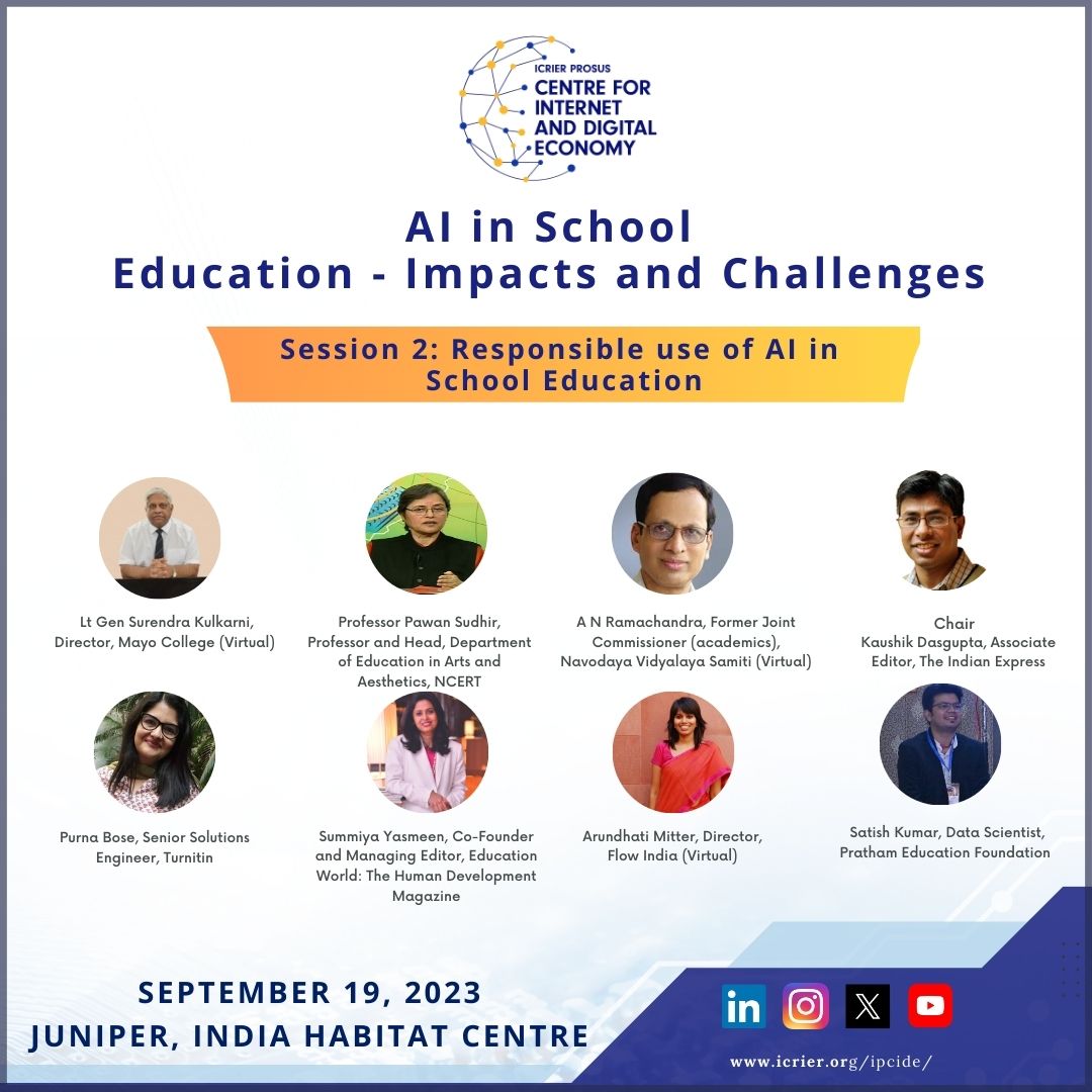 ipcide's tweet photo. Tune into the discussion with experts and policymakers on the future of education at the IPCIDE Conference on AI and School Education - Impacts and Challenges on September 19, 2023, at Juniper, India Habitat Centre.
https://t.co/I3qNsTZ73H
#IPCIDE #AIinEducation #ICRIER #Prosus https://t.co/veJFDH7uWP