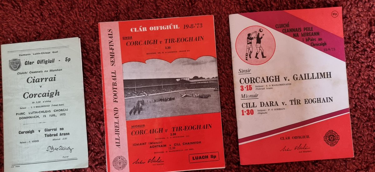 50 years ago next week Cork beat Galway in The All Ireland Football Final.  Here are the programmes ,im missing the first game v Clare. The Munster Final programme is one of the rarest programmes in programme collecting <a href="/OfficialCorkGAA/">Cork GAA</a> <a href="/Denis_Hurley/">Denis Hurley</a> <a href="/MickFoley76/">Michael Foley📚🖊</a>