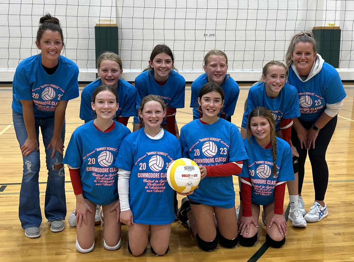 Joel_Mahaffey32's tweet photo. Great way to end a successful season for our 6th Grade Volleyball Team! St. Joe tournament champions! #ACJets #AdamsCentral @JeremiSchortgen @ACJetsAthletics @AdamsCentral https://t.co/1HwhEsL2GI