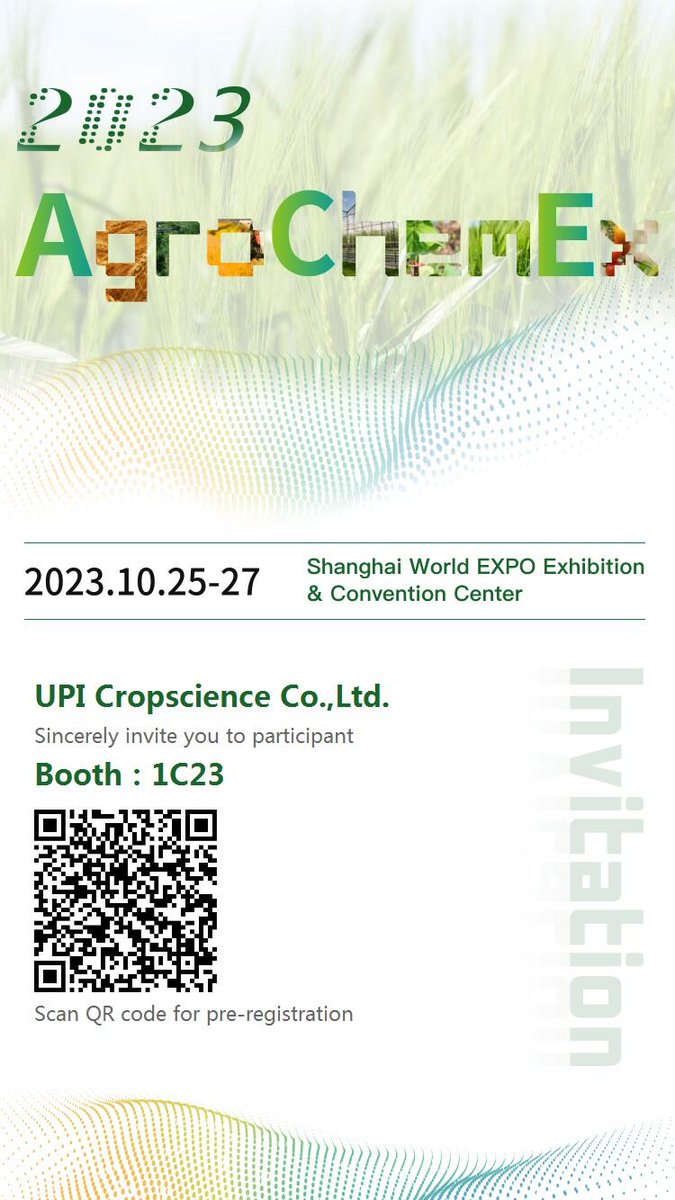 AdamMu777's tweet photo. [ACE2023 Invitation]

We extend to you a heartfelt #invitation to join us at ACE2023.

Booth No.: 1C23
Date: 25-27, October, 2023
Place: Shanghai World Expo Exhibition &amp; Convention Center

UPI Cropscience eagerly anticipate your esteemed presence.💙 https://t.co/1lWiIgbL2h
