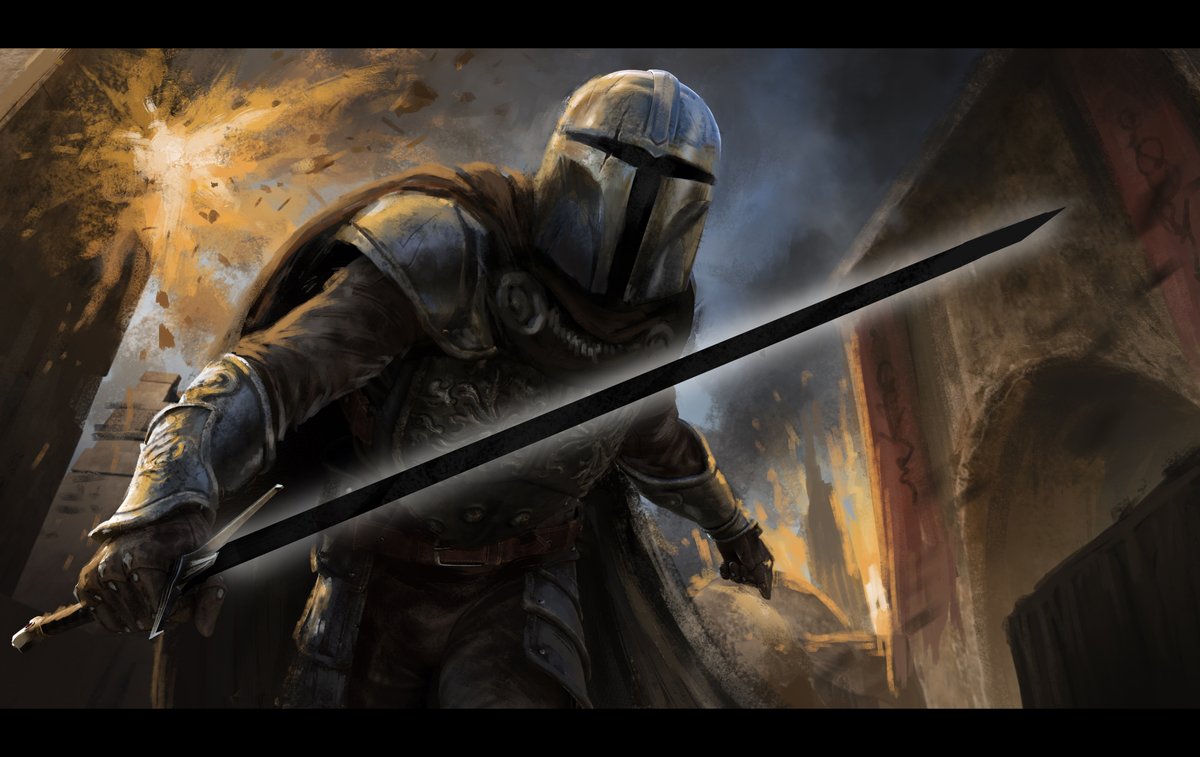 Created this #digitalart of the Mandalorian but as a medieval warrior!