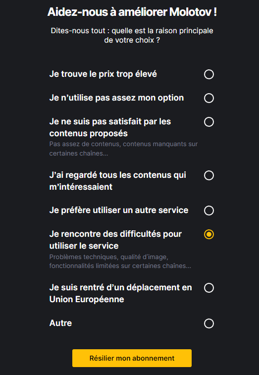 Molotov TV, c'est Tchao !

Alors que la Coupe du Monde de Rugby pouvait être une belle vitrine pour leur service payant, la qualité du flux TF1 4K est catastrophique (Pas de son, glitch, baveux, fade, ...).

Il ne faudra pas venir pleurer quand le service fermera dans quelques
