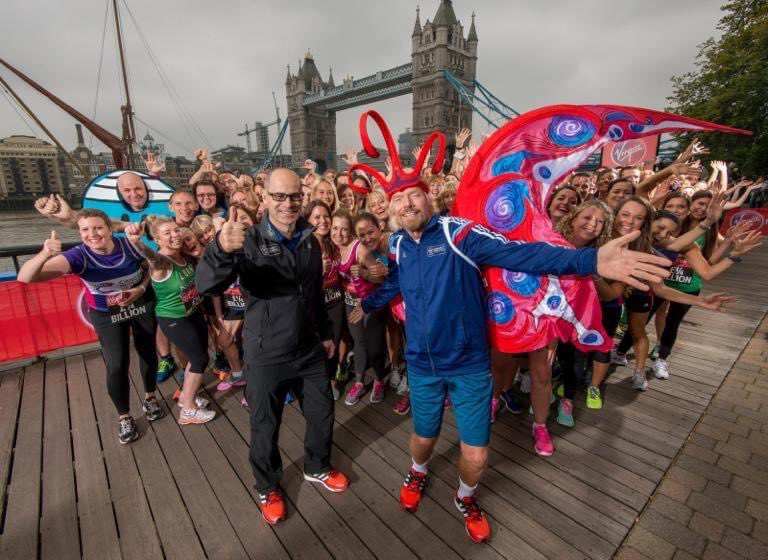 RunFindlayRun's tweet photo. Happy memories of helping @richardbranson celebrate the @Virgin partnership raising £250m for charities with @LondonMarathon dressed as Mr Bump and jumping for joy https://t.co/RkedEuQLuX