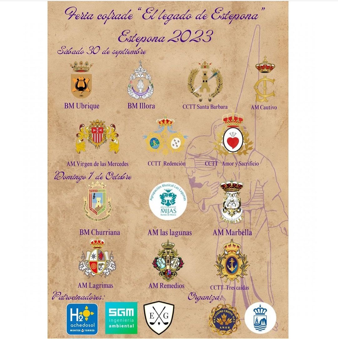 Así es el cartel que conforma las bandas que estarán en <a href="/legado/">Legado</a>.cofrade_estepona donde estará <a href="/AMVirgenMerced/">A.M.Virgen Mercedes</a> de Oria. #regionescofrade