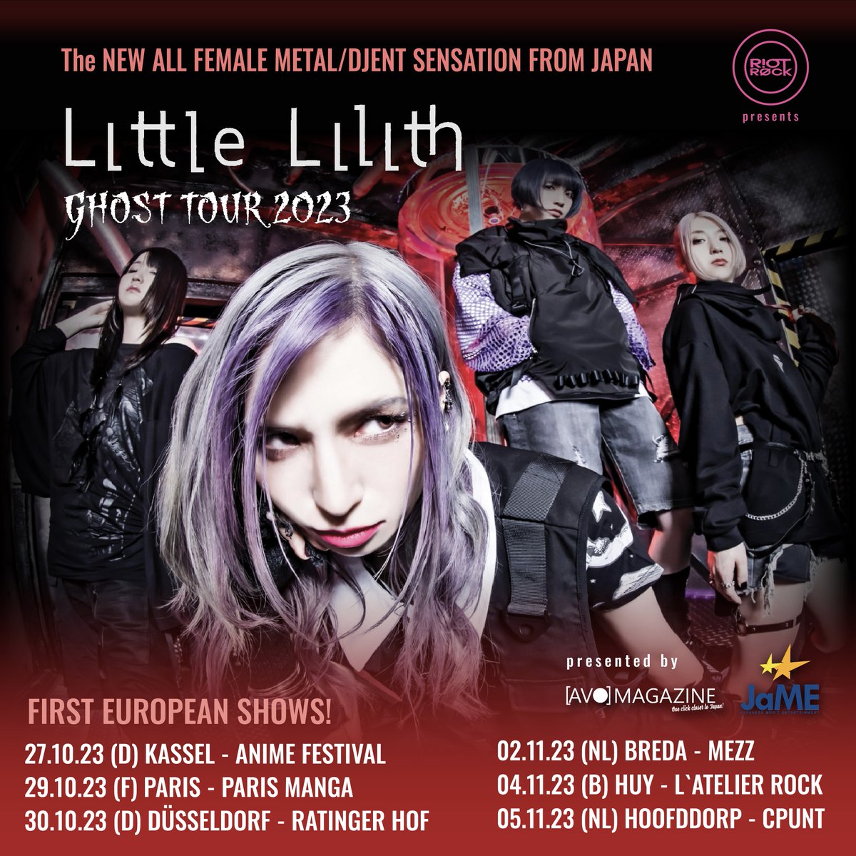 littlelilith87's tweet photo. ◤◢◤📢BIG NEWS📢◢◤◢
🇧🇪🇳🇱🇫🇷🇩🇪🇧🇪🇳🇱🇫🇷🇩🇪
-Little Lilith EU TOUR-
「GHOST TOUR 2023」
I kept you waiting!
Little Lilith goes on an overseas tour!
🌐:https://t.co/xvMVmAHguZ
🇧🇪🇳🇱🇫🇷🇩🇪🇧🇪🇳🇱🇫🇷🇩🇪
#拡散希望 #PlzRT
#LittleLilith #リトルリリス
#LL_EUTOUR2023 https://t.co/0Xr3pkEWeQ