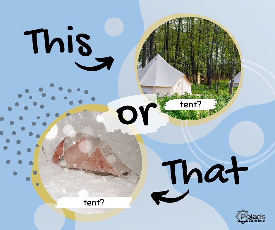 What fits your idea of a good tent?
Bonus points for sharing a picture of your own set-up...

#thisorthat #tents #adventure #sleep #sundayfun