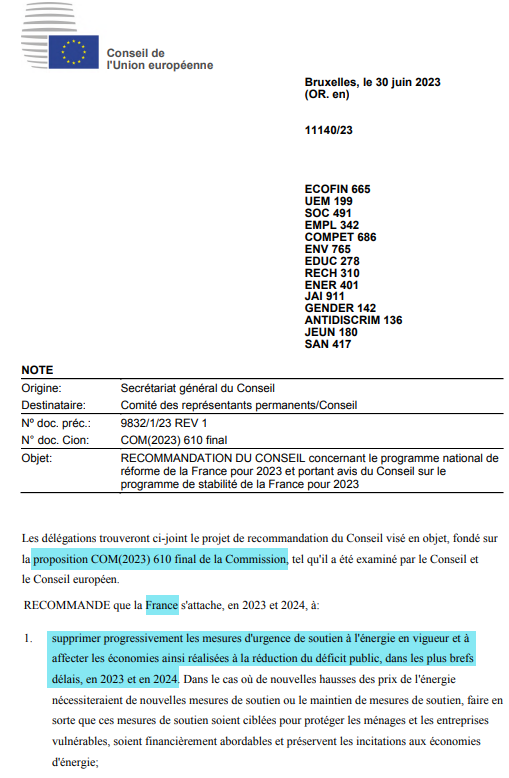 CH_Gallois's tweet photo. La fin du bouclier tarifaire sur l'électricité et des aides sur les carburants sont bien exigées par Bruxelles comme je l'explique depuis un certain temps.

Politique économique et sociale, industrie, énergie, immigration, pour reprendre le contrôle ⤵️
https://t.co/3kAvWd5Mz1 https://t.co/eIwa16jtHG