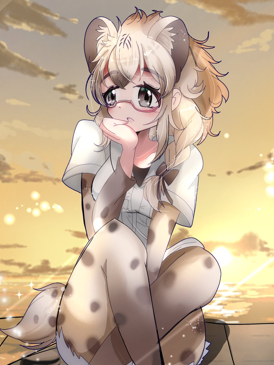 けものフレンズ「三つ編み眼鏡ブチさん#けものフレンズ #けもフレ 」|キリュウのイラスト