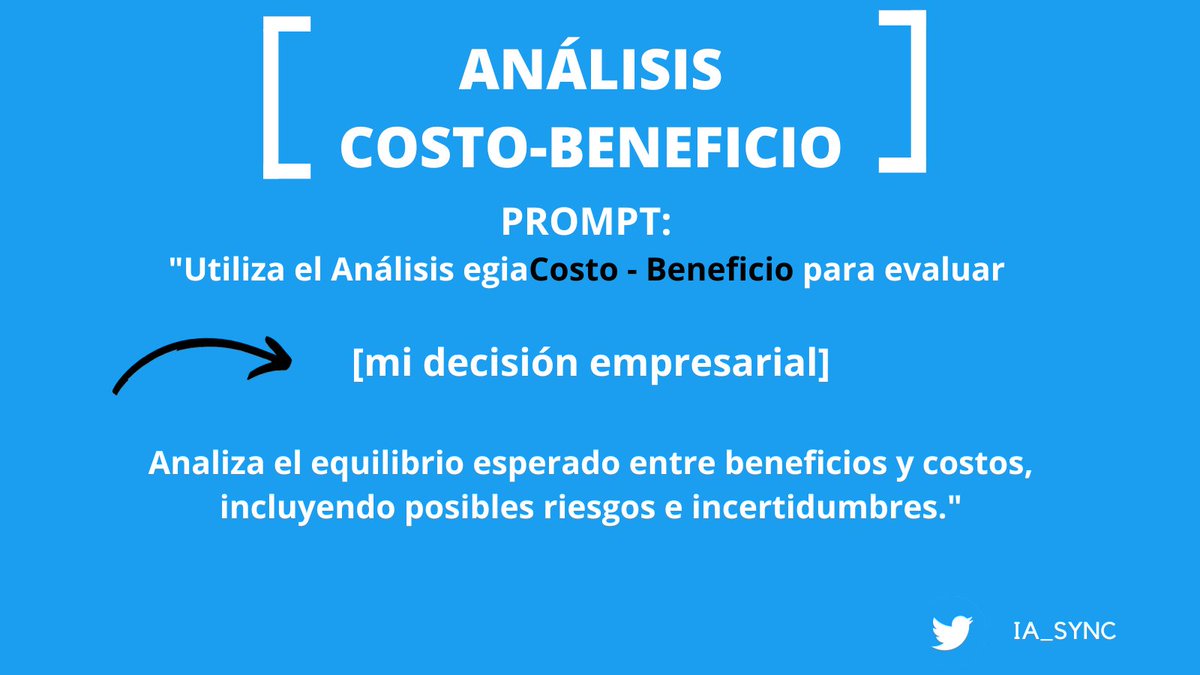 IA_SYNC's tweet photo. #SemanaDelEmprendedor durante esta semana os voy a dejar 28 tips 💡que puedes usar con #ChatGPT para tomar mejores decisiones para tu negocio y dominar los modelos mentales detrás de ellos. #FelizViernes #emprendedores

[Suscríbete para más consejos ❤️]

19. Costo - Beneficio https://t.co/lqexm2NSeA