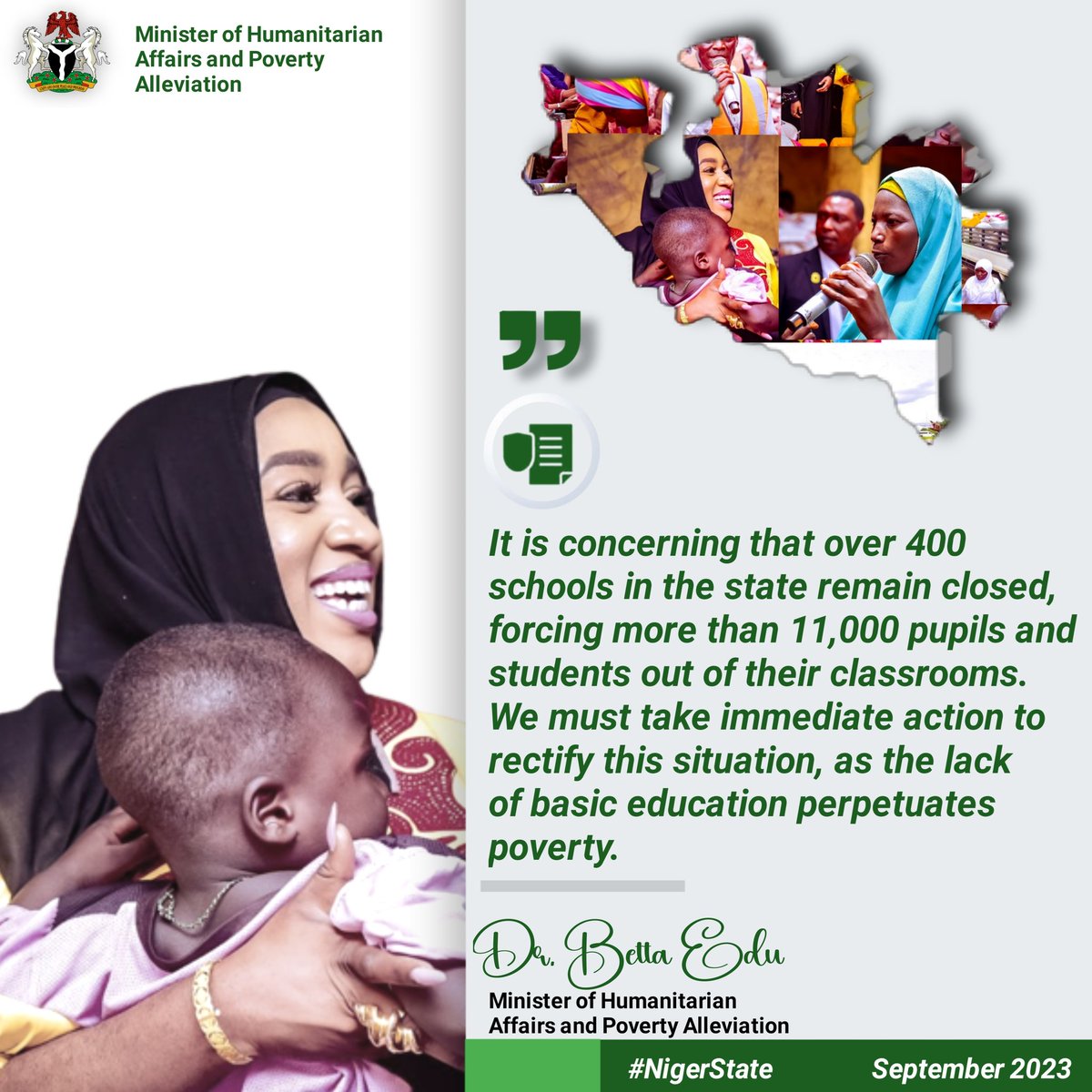 'HM @edu_betta A pressing concern! The high number of out-of-school children in Nigeria must be addressed. Education is the cornerstone of defeating poverty.' #EducationForAll #PovertyReduction'