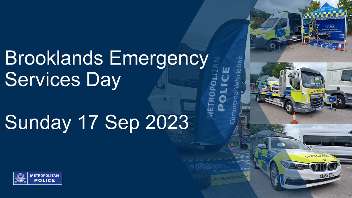 MPSRTPC's tweet photo. Some of our Roads Policing Team comprising of @MPSSpecials, Commercial Vehicle Unit (CVU) & Vehicle Recovery Examinations Services are at @BrooklandsMuseu Emergency Services Day today.
Find us on the site using W3W location mess.shaky.hope
#MPSCVU https://t.co/FaQejLGaUp