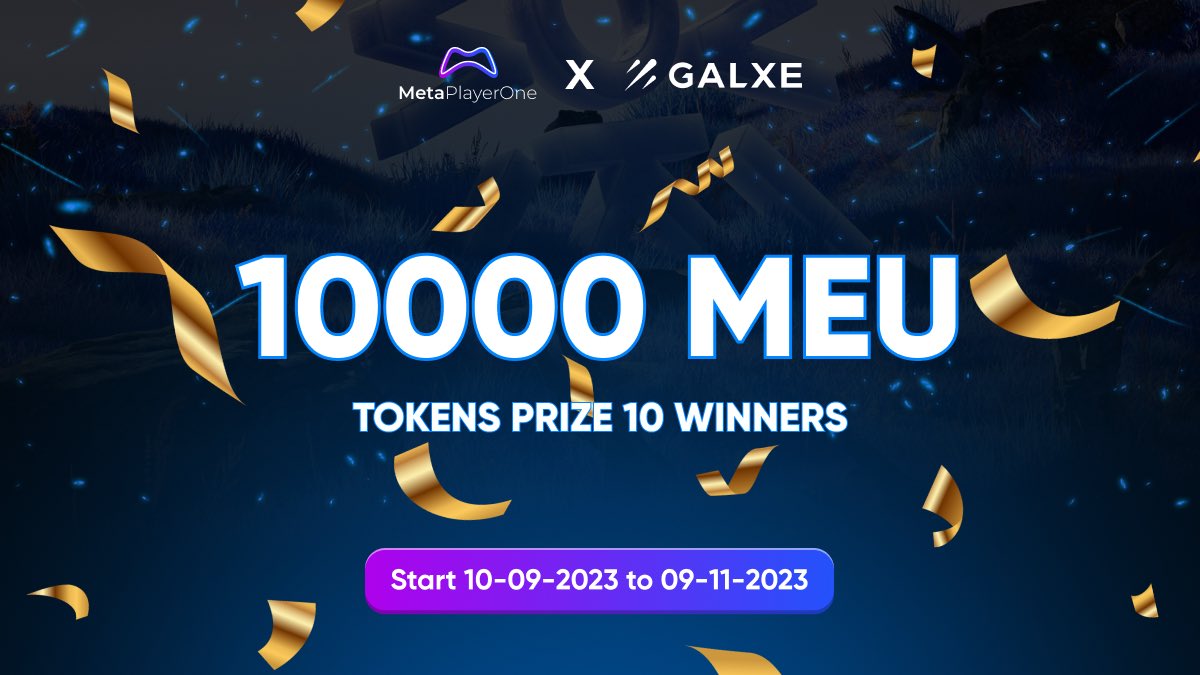 Don’t miss out this opportunity to claim MEU tokens, challenge Galxe tasks and make your self familiar with token gated channels of the most popular ERC20 / NFT communities and watch to earn engine of Metaplayerone galxe.com/metaplayerone/… #web3 #nft