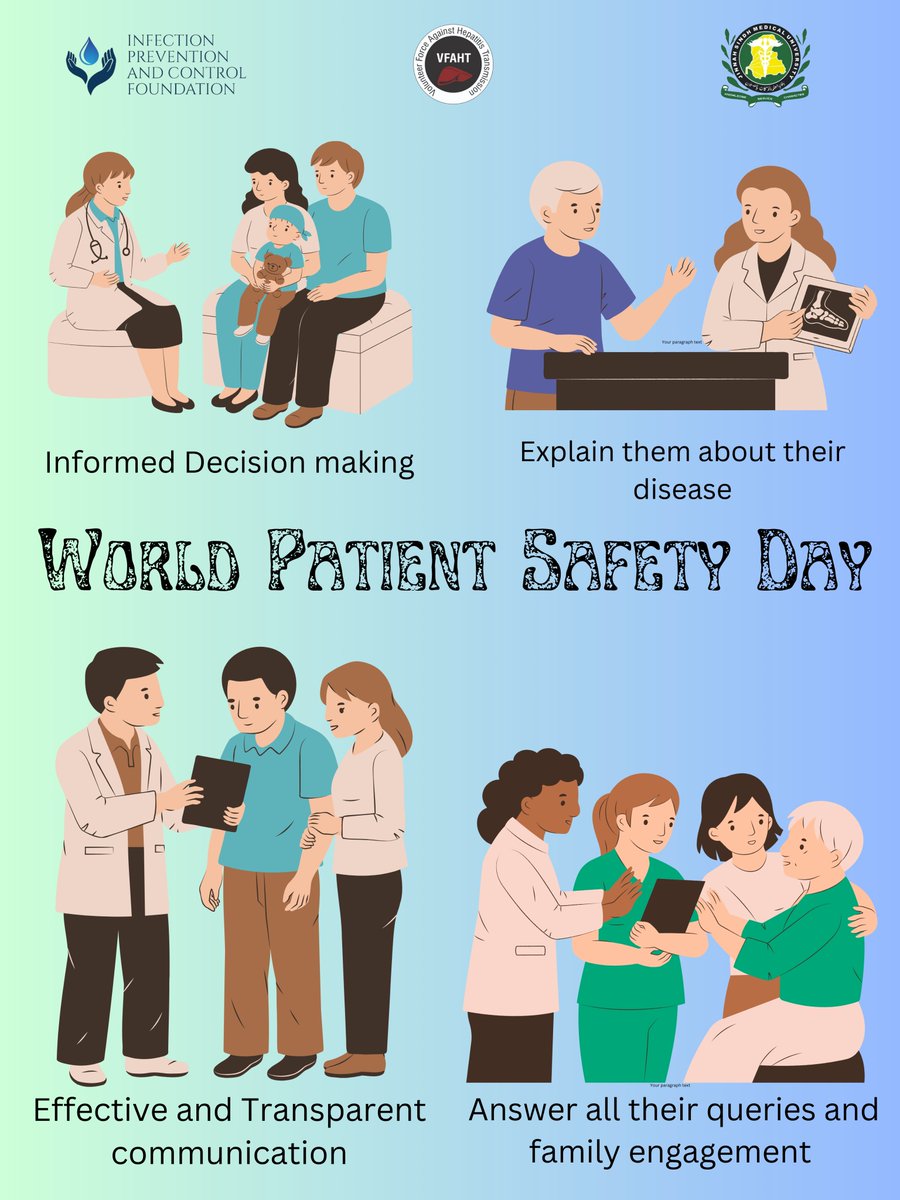 VJsmu's tweet photo. "Elevating the voice of patients and engaging them in their treatment". World Patient Safety Day is celebrated on 17 September every year. Today we raise our voices towards the measures which should be taken by the healthcare professionals for the benefits of patients. https://t.co/ymhZe147jz