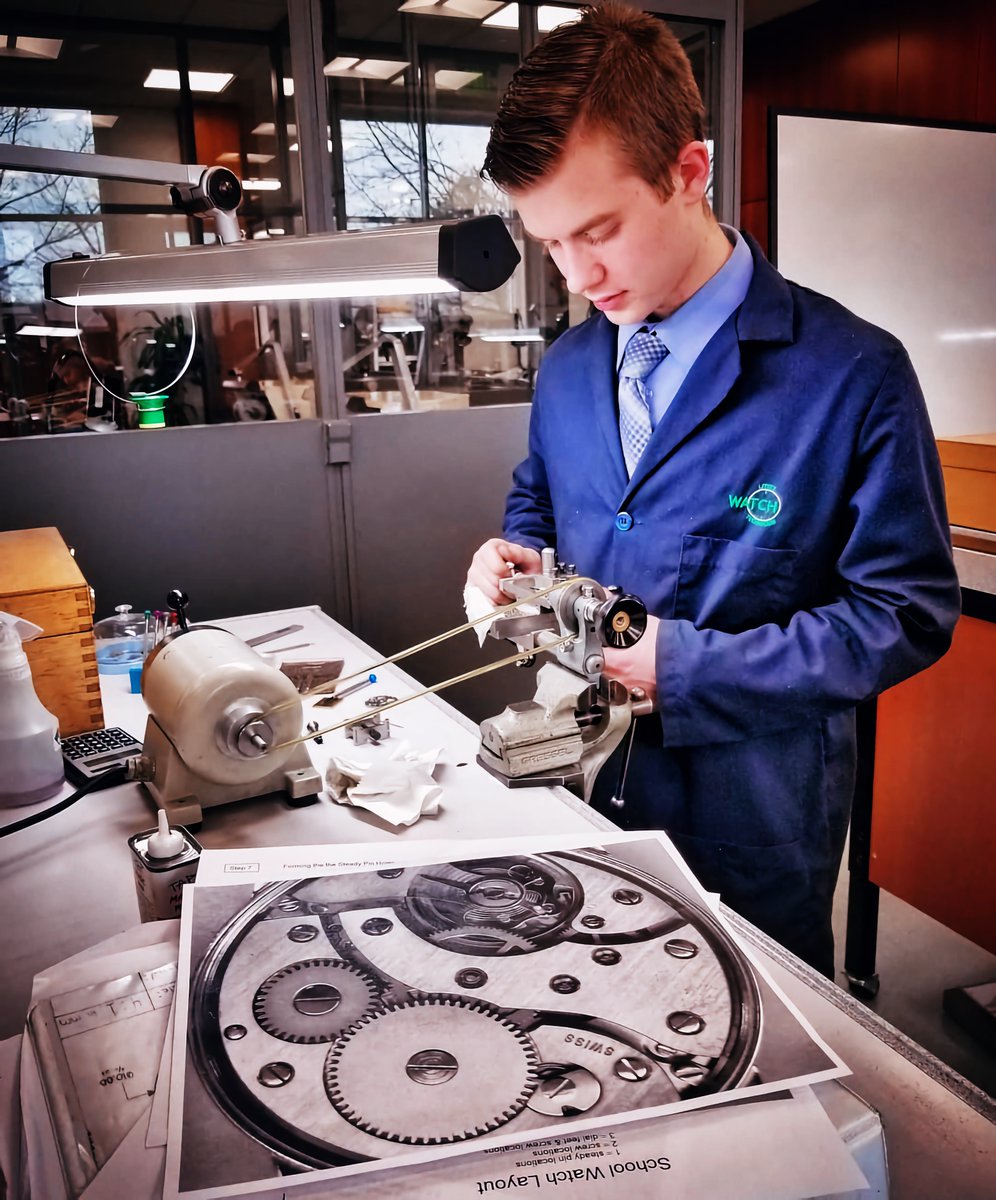 A new year is starting for the school that never advertises to students. Established by @Rolex in Lititz, Penn., this watchmaking school selects only 100 applications each year; about 40 of those candidates are invited to an eight-hour test and interview process. 14 are selected.