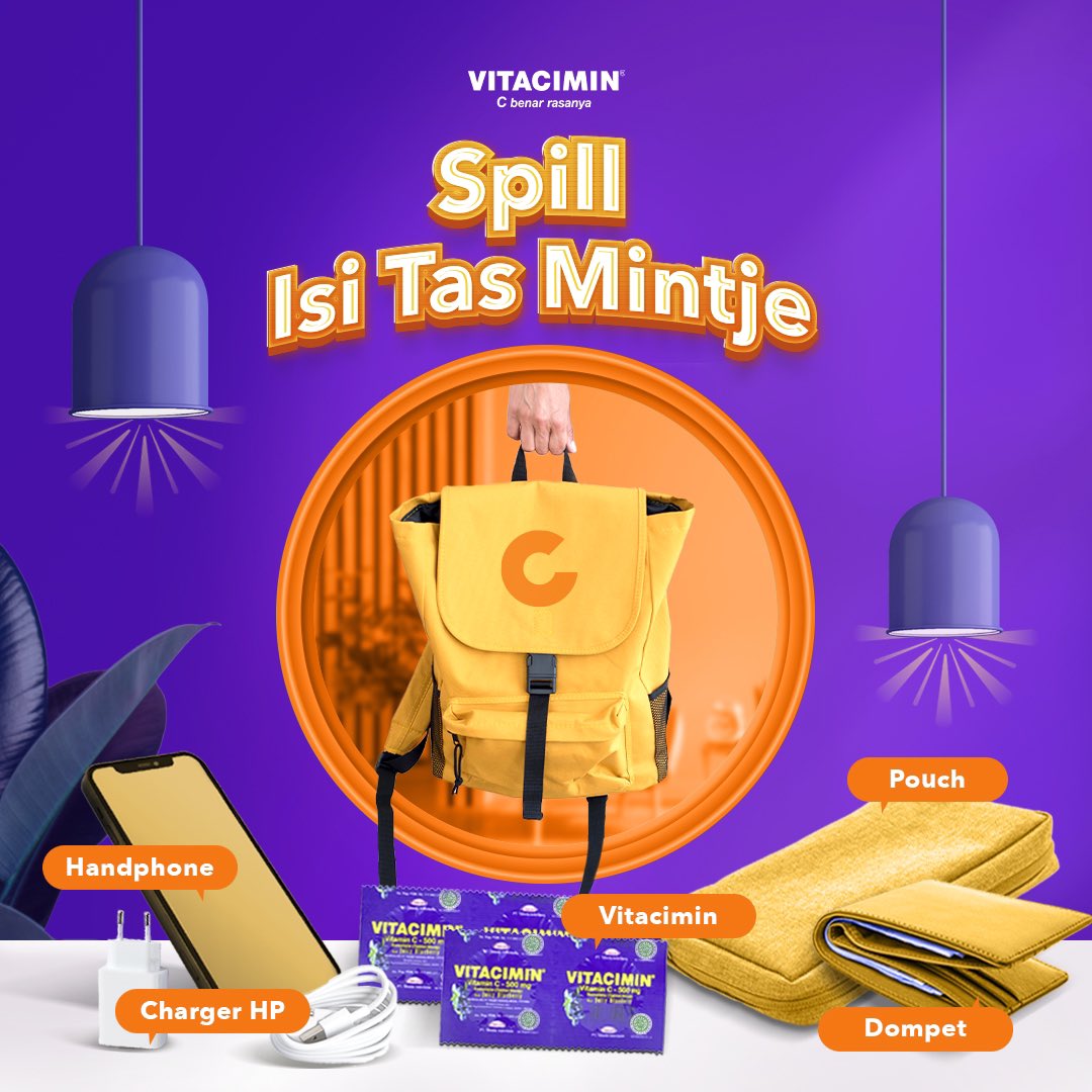 vitacimin's tweet photo. Spill isi tas ala Mintje! 💼
Kalau isi tas Temins ada barang apa aja, nih? Jangan lupa bawa Vitacimin juga ya! Amunisi praktis untuk penuhi kebutuhan vitamin C tubuh kamu.
#motivaCsehat #Vitacimin #VitaminC #tipshidupsehat https://t.co/BwygqZ4Y6b