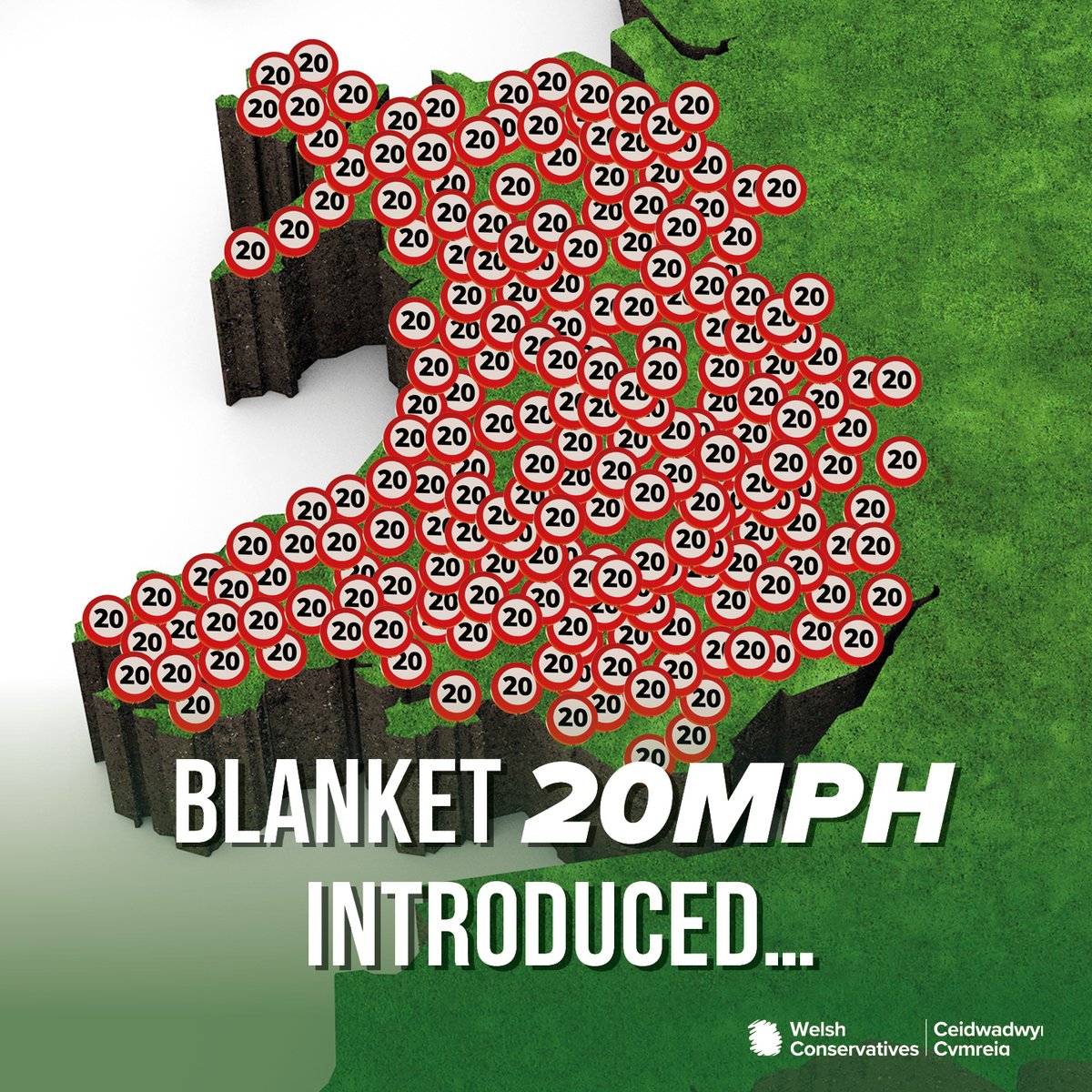 🚨 Today’s the day Labour are introducing their blanket #20mph speed limits across #Wales.

❗️ 66% of people do not back the policy, only the #Welsh Conservatives will scrap this insane policy.