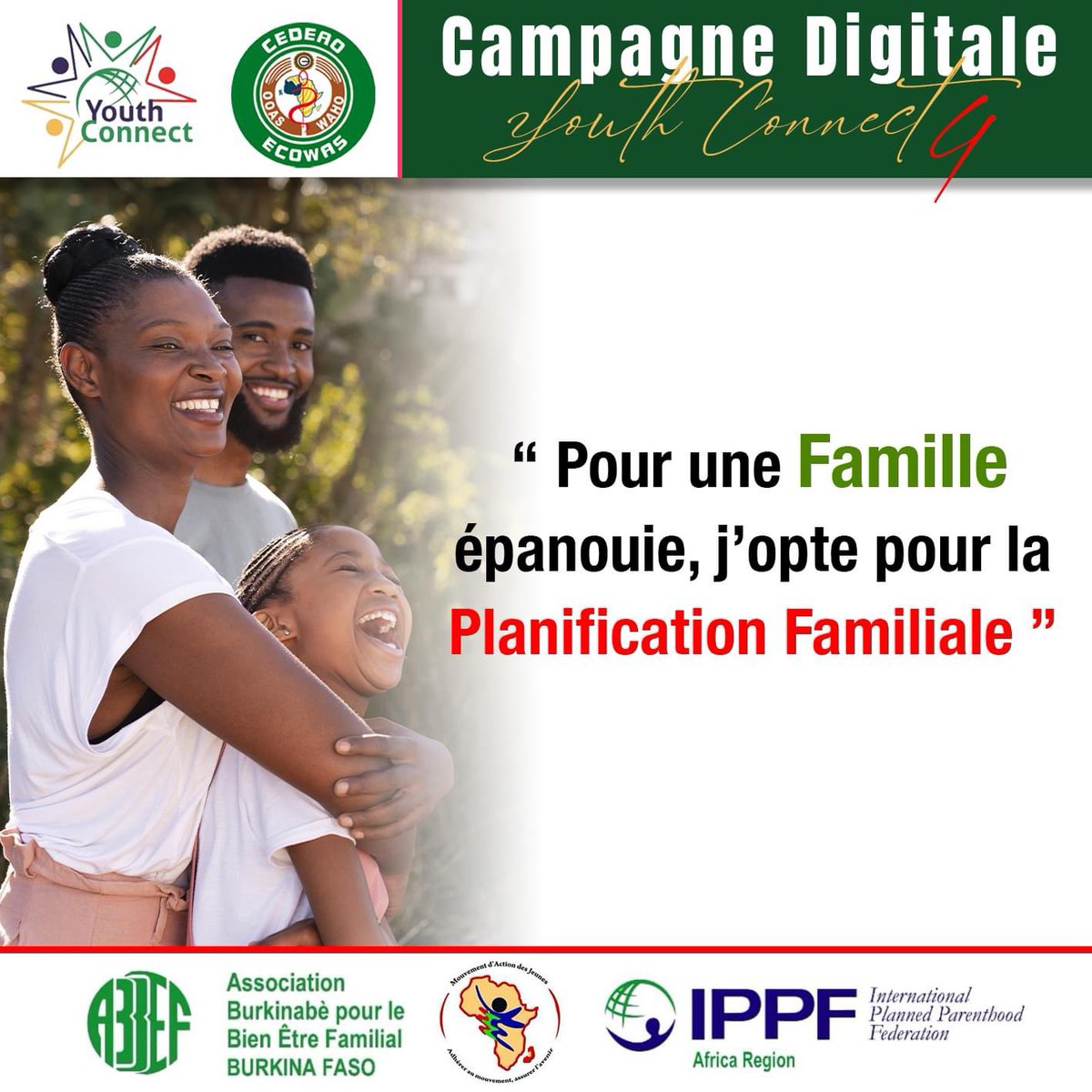 KafandoLeonard's tweet photo. [ Campagne Digitale : YOUTH CONNECT act 4 ]

 « Pour une famille épanouie, j’opte pour la planification familiale »

#SSRAJ #MAJ226 #youth #sante #BurkinaFaso #YouthConnect @followers @POuagaPF @FP2030Global @MissBa https://t.co/2QGt9k9Gm6