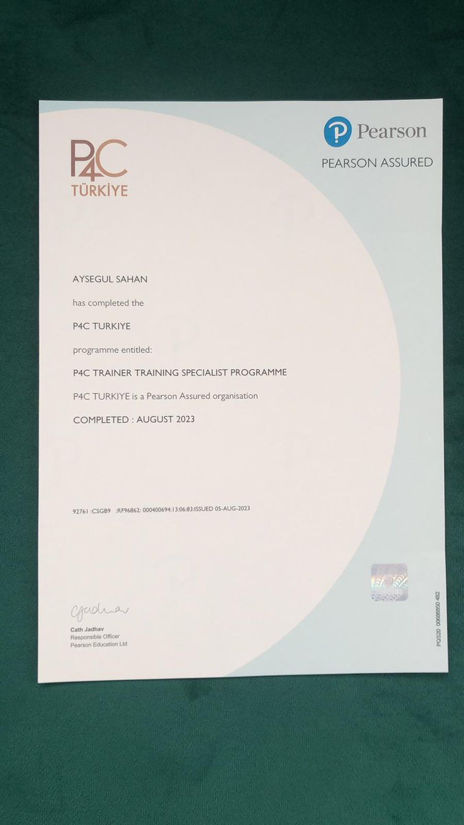 Pearson Assured belgem bana ulaştı Nihan hocam çok teşekkür edrim.İyi bir kolaylaştırıcı iyi bir uzmandır , empoze edilmemiş fikri açığa çıkarır derdiniz. Her şey için çok teşekkür ederim.
