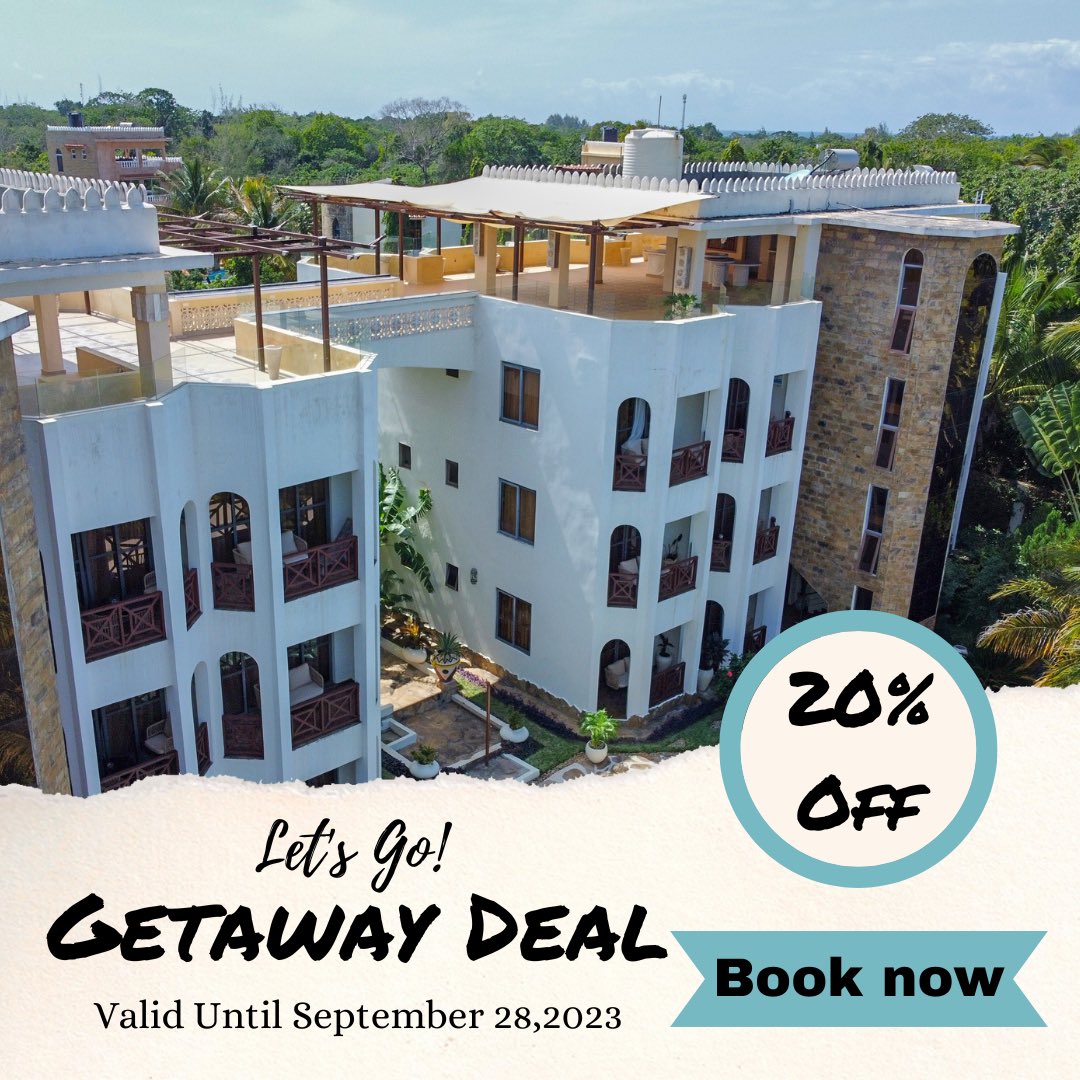 Book directly on our website ( Link In Bio) or call us on 📲+254741888888 and you'll receive your 20% discount! 😉

book.nightsbridge.com/30031

#vacayready #summer #diani #nowtravelready