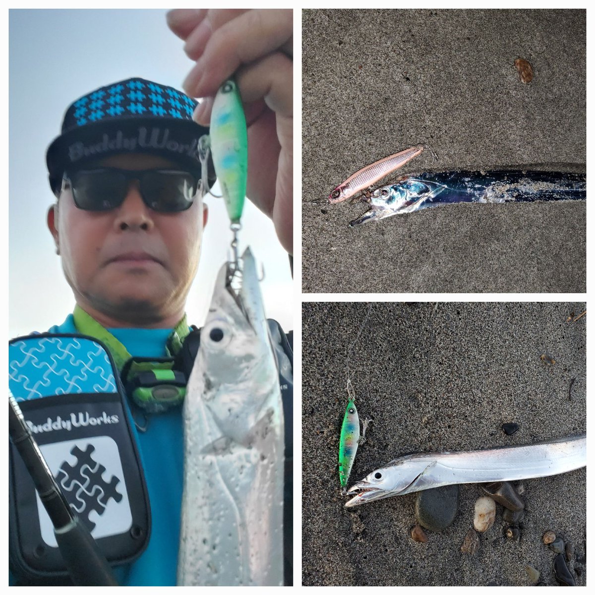 enshusurfflat's tweet photo. 夕マヅメ2時間
先日とは別のポイント
またまたF2太刀魚🎣2本
#Buddyworks
#DoubleCannonStriker
#OFFBAIT
#Buddyポーチ
#遠州灘サーフ https://t.co/nF0po5rrpd