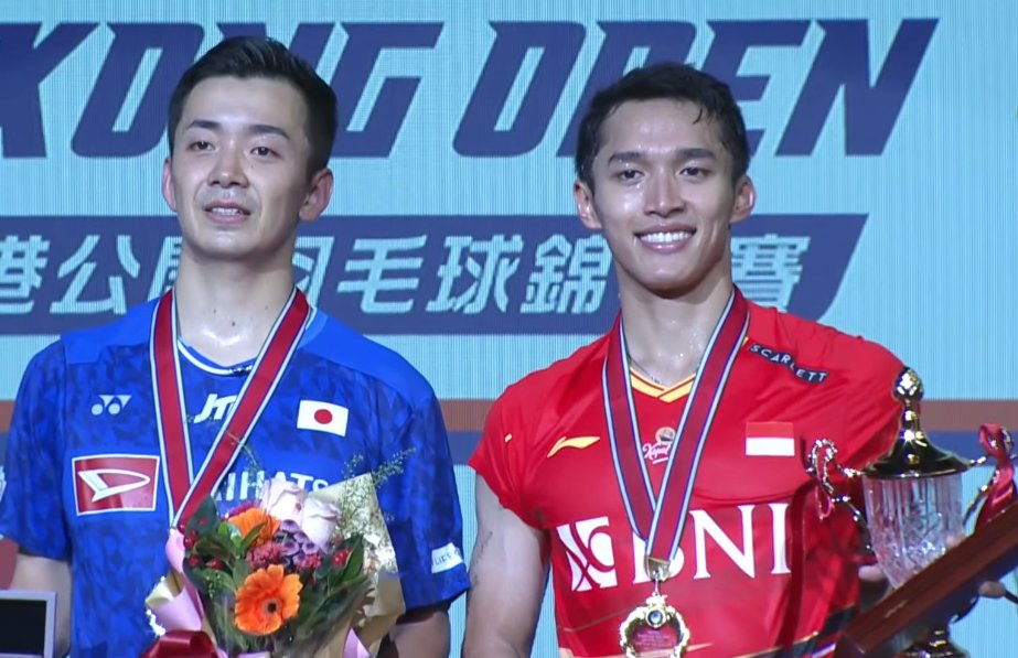 BadmintonTalk's tweet photo. #HongKongOpen2023 - Men's Singles

🥇Jonatan Christie (INA)
🥈Kenta Nishimoto (JPN)

Congratulations to both players!