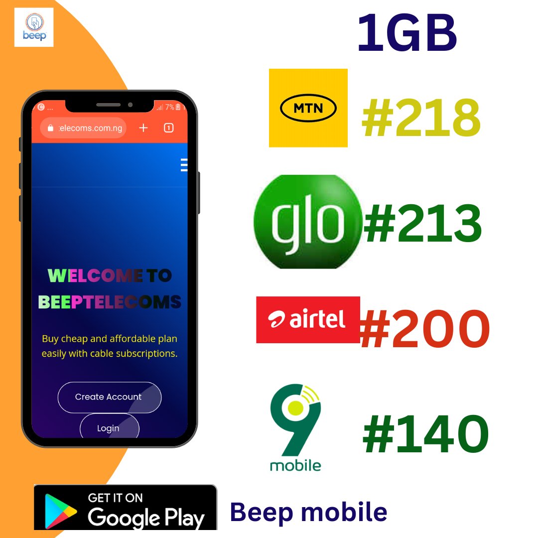 🚀 Elevate Your Income

🌐 Unbeatable Prices:    

 1GB

MTN @ ₦218
Airtel @ ₦200
Glo @ ₦213
9Mobile @ ₦140

✔️ Top-Up Your Wallet, Top-Up Your Profits
✔️ Lightning-Fast Transactions
✔️ 24/7 Support

Download beep mobile from Google playstore

play.google.com/store/apps/det…