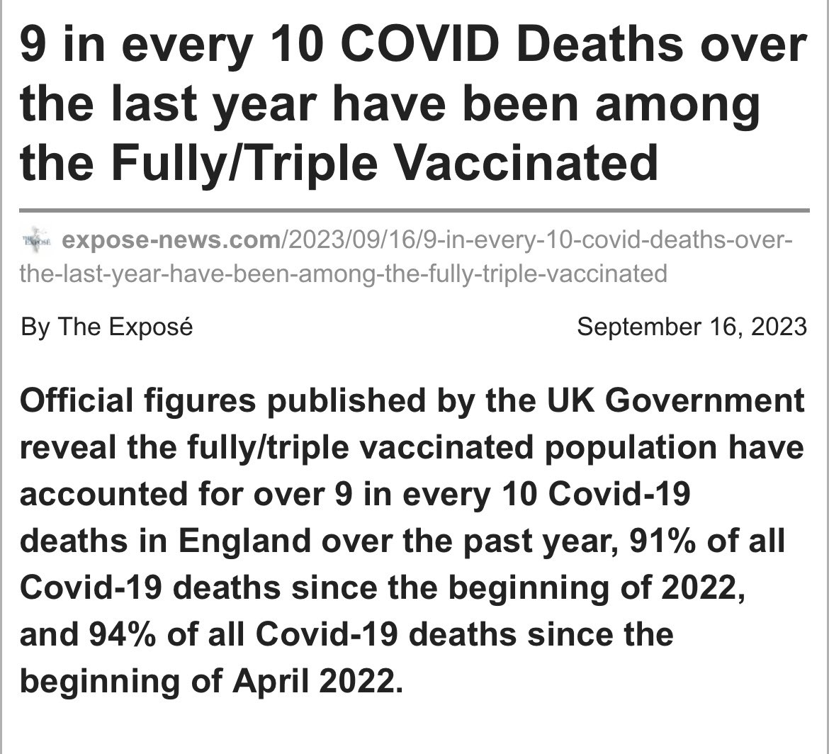 Censored4sure's tweet photo. “The quietly published figures reveal that the vaccinated population as a whole accounted for a shocking 94% of all Covid-19 deaths in April and May 2022, with the unvaccinated accounting for just 6% of all Covid-19 deaths. But the most horrific statistic here is that 90% of the deaths among the vaccinated were among people who had been given at least three doses of a Covid-19 injection.

These aren’t the kind of figures you would expect to see if the Covid-19 injections really are up to 95% effective at preventing death, are they?

With news like this being swept under the rug by the mainstream media, it makes you wonder what else you are not being told…”
