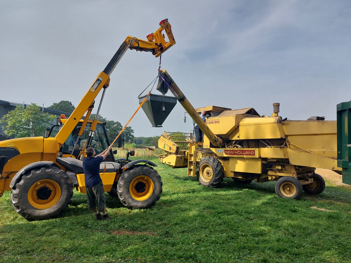 #Springoats Harvest '23 completed! 🌾🥳 (Not without a few mechanical problems from the old combine). Thank you once more to the Engineering dept. <a href="/HarperAdamsUni/">Harper Adams University</a>, my supervisors (<a href="/naked_barley/">Edward Dickin</a>) and Przemek for a great team effort!