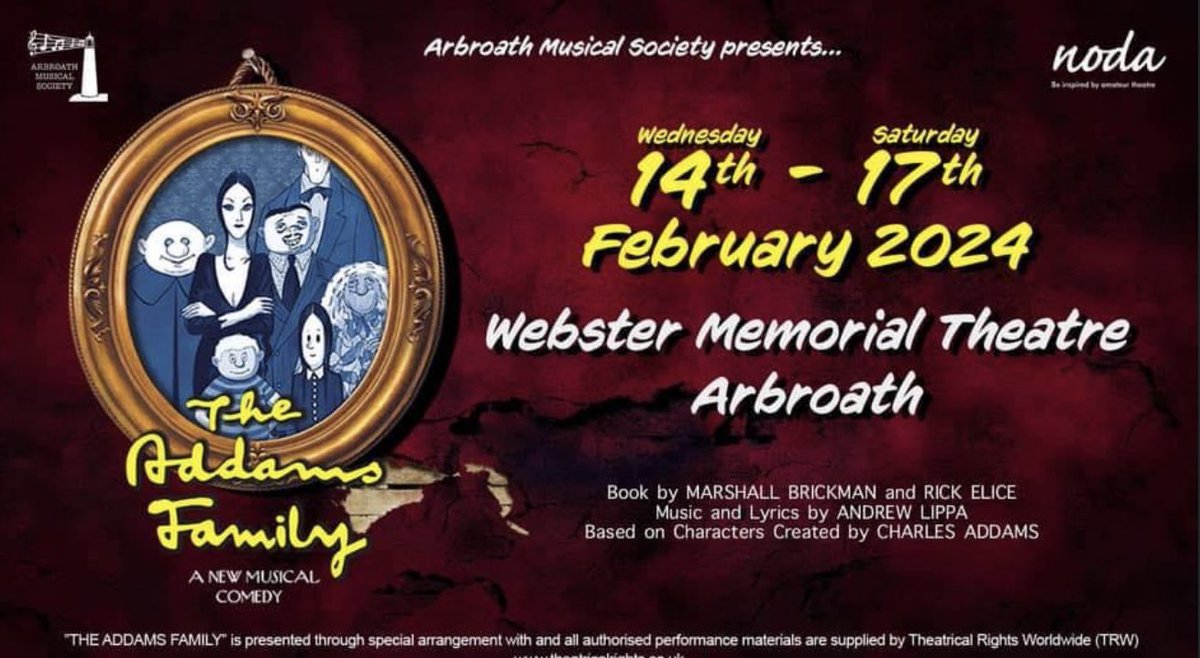 Arbroath Musical Society Coffee Morning Saturday November 4th. Craft and cake stalls. Get prepped for Christmas!!! 🎁 🎄 Tickets for THE ADDAMS FAMILY MUSICAL at coffee morning. If you’re an online buyer, then you can get tickets now at ticketsource.co.uk/angusalive/the…