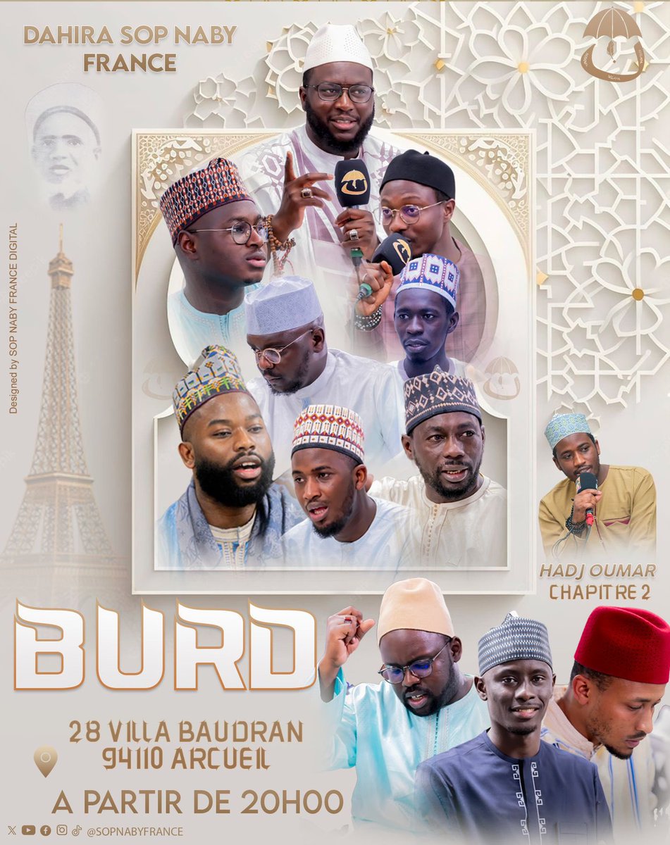 sop_naby's tweet photo. DEUXIÈME NUIT DU BURD À PARIS ce soir in sha Allah à la même adresse : 28 Villa BAUDRAN, Arcueil 

Le début de la séance est prévu à 20H

Vous y êtes tous conviés in sha Allah 🤝🤍📿

#SopNabyFrance 
#Burd2023
#Mawlid2023 
#ربيع_الاول https://t.co/hFrviOoCKx
