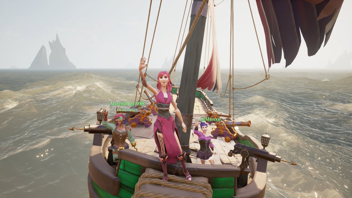 khaoticqueen's tweet photo. Lady's crew such a good day sailing! @LilMinxxie @mercifultea
#SeaOfThieves #Pirates #ladycrew #sot #twitchtv #twitchstreamer https://t.co/bTbNWI0Oaj