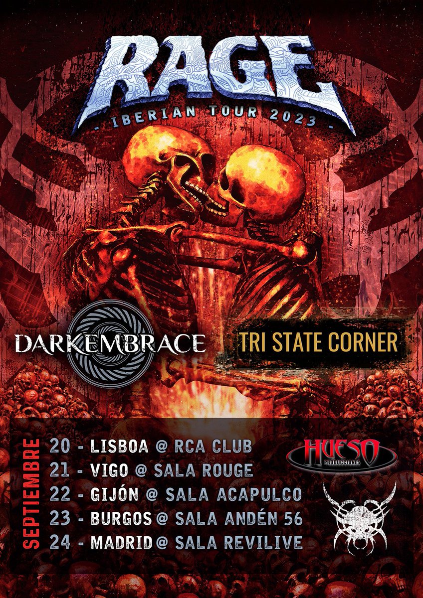 DarkEmbraceBand's tweet photo. Mañana da comienzo el tour de Rage, Dark Embrace y Tri State Corner! 😈
Nos vamos preparando con esta playlist de Spotify: https://t.co/PnWscBy4Tr 🎧
#darkembrace #darkheavymetal #heavymetal #metal #metalheadstillwedie #metallifeontheroad #tristatecorner #rage https://t.co/N6KT0JWQeu