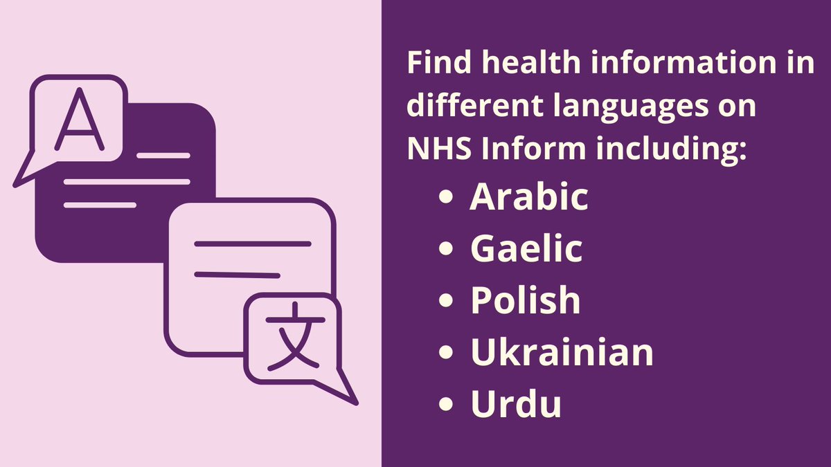 NHSaaa's tweet photo. Health information in different languages can be found on NHS Inform including: 

Arabic -https://t.co/n0lUnefBsZ

Gaelic - https://t.co/pPvylQjpqi

Polish - https://t.co/jiKGFWaxtO

Ukrainian - https://t.co/NlYDBIKrwB

Urdu - https://t.co/kTuKbUvRgA https://t.co/7DeBX0poM2
