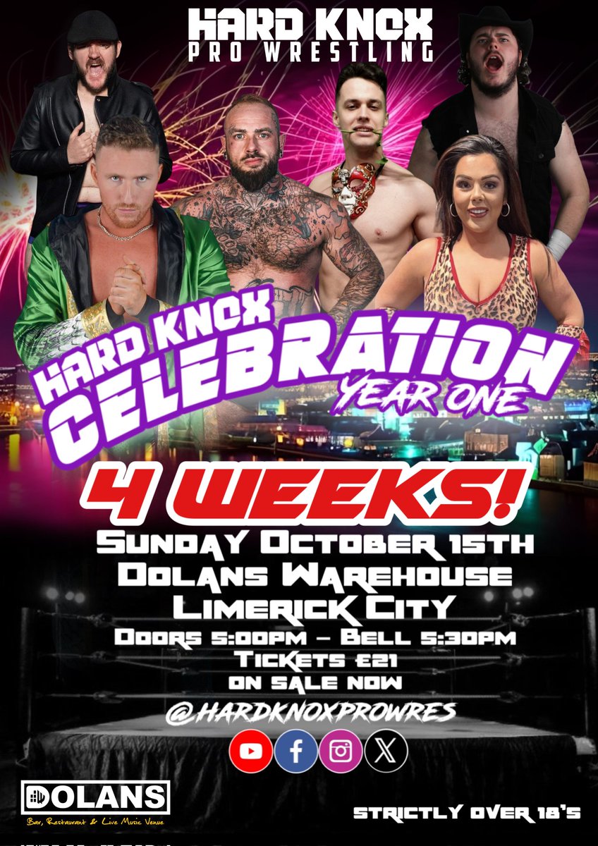 In just FOUR WEEKS we return to Dolan's Warehouse for HARD KNOX CELEBRATION! Tickets are on Sale now and the last show was a SELL OUT! So grab them early to avoid dissapointment! dolans.yapsody.com/event/index/78…