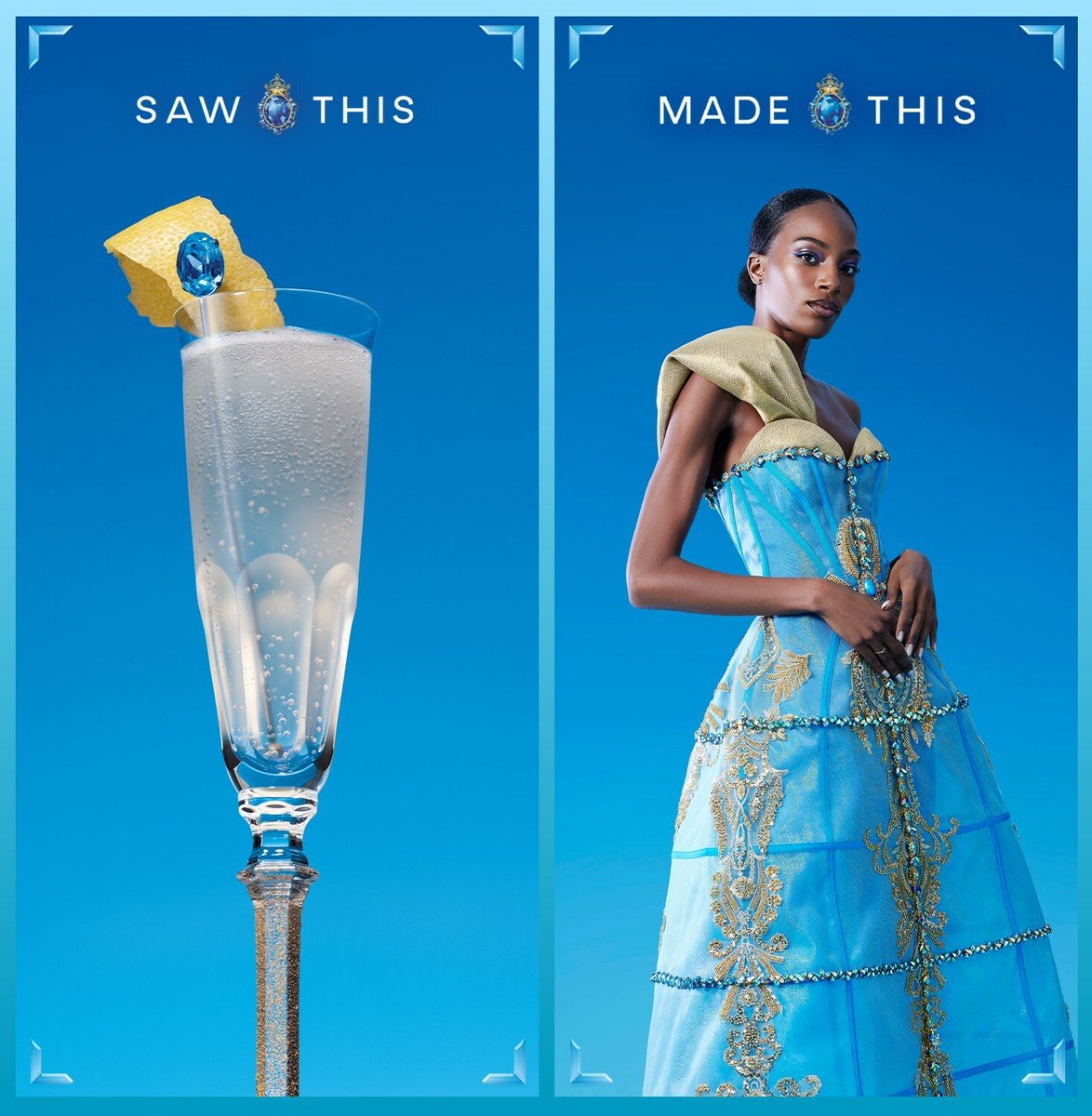 To kick off the spirit of this week’s #MFW2023 , we reflect on #NYFW2023 where @energybbdo & #BombaySapphireGin 🍸asked @CSiriano , what if cocktails could be fashion too? Their #SAWTHISMADETHIS campaign proved that the two worlds may fit better together than we thought. ⬇️
