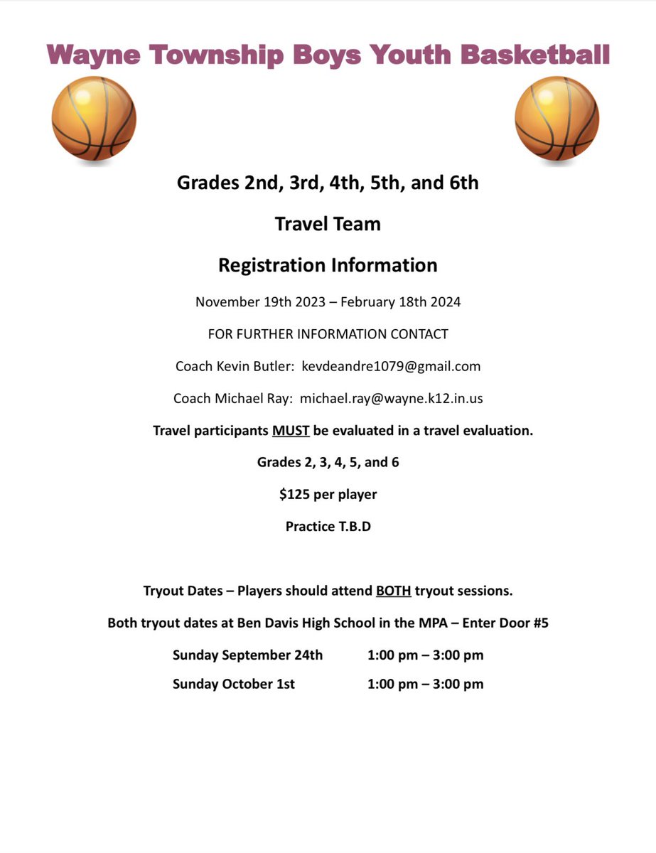 BenDavisBasket1's tweet photo. It’s that time of the year again for IndyBall!!! ALL 2nd-6th graders are welcomed to register and tryout for our Youth Travel League beginning on Sept 24th. Volunteer coaches are needed, pass the word along. See you soon! https://t.co/lxUxnQBQmS