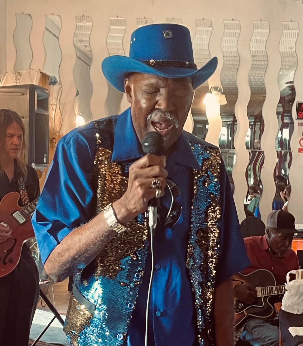 Bluesman Milwaukee Slim performing at Tail Dragger’s funeral repast on September 15th. Tail Dragger's final performance was at @delmark_records annual festival, earlier this month. RIP Tail Dragger. (Photo ￼Bob Corritore)