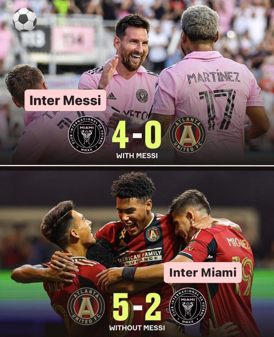pvgomez's tweet photo. 2 very different #soccer teams in #Miami: #InterMiami without Messi (not winning games) and #InterMessi (not losing games) https://t.co/fq7HUAQ5Kb