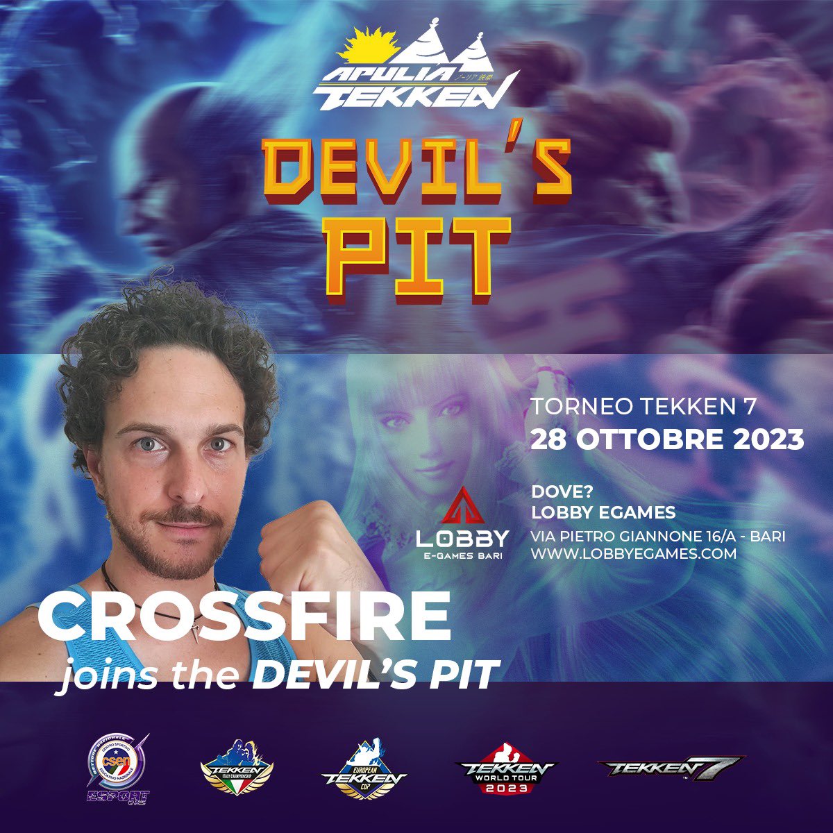 ApuliaTekk27704's tweet photo. APULIA TEKKEN DEVIL’S PIT ANNOUNCEMENT: 

CROSSFIRE joins DEVIL’S PIT!

Info and registration here:
https://t.co/oyUb1empXX https://t.co/MDJjGFssFa