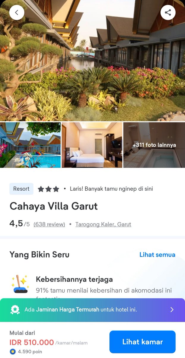 emmabalqis's tweet photo. "Hotel dan Villa dengan view dikelilingi pegunungan, menyegarkan mata banget! 

Fix bakal nginep lagi disini, apalagi ada Jaminan Harga Termurah dari @tiket. Buat kalian yang mau liburan juga cus langsung cek link di bio aku ya!
#Sobattiket #Bulatkantiketmu #tiketMurah" https://t.co/N8bRYOe2Jk