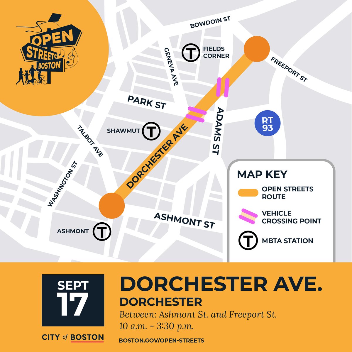 Today is the day! Join us today, Sunday, September 17, for Open Streets Dorchester!