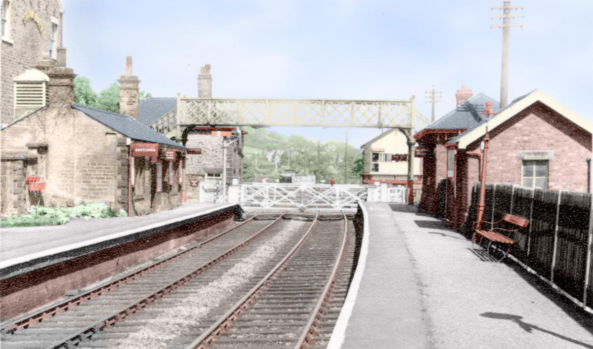 Furness Vale Station c1960s . Digitally colourised from a black and white original. #Derbyshire #FurnessVale #railway