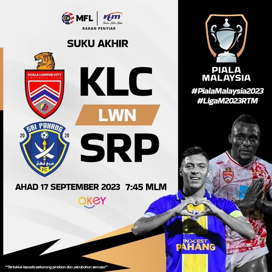 #RNANEWS Saksikan Siaran Langsung Bola Sepak Piala Malaysia 2023 di Saluran TV Okey, 110 MYTV, 146 Astro. Saksikan juga Penstriman Langsung di RTMKLIK. #Kualalumpurcity menentang #SriPahangfc #tvokey  #PialaMalaysia2023