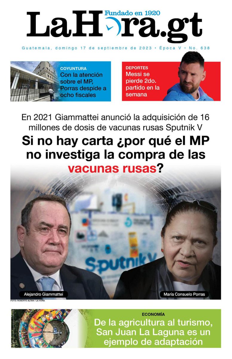 #PORTADADEHOY

📌Si no hay carta ¿por qué el MP no investiga la compra de las vacunas rusas?

👉 lnk.bio/s/lahoragt/358…