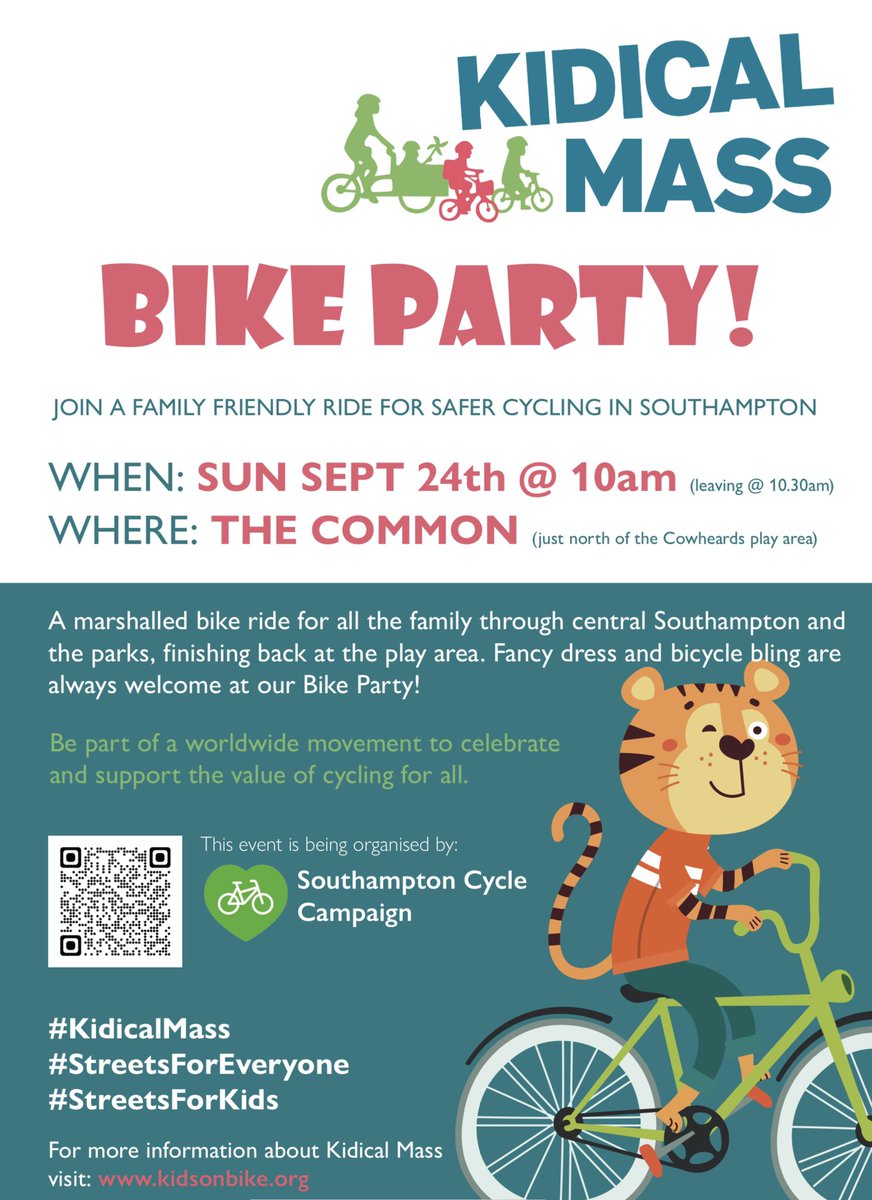 #kidicalmass Southampton! Please help us spread the word @rideridecouk @hubcycleworks @SotonCycling @montysbikehub @Nathan_A_RF @SotonStreets @TallestTim @carolyn2wheels @BikeitRay @Sotonbikepark @CycleWin