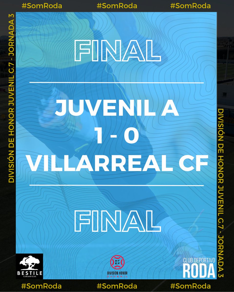 ⌚️ FINAL | JUVENIL A 1-0 <a href="/CanteraGrogueta/">Cantera Grogueta</a> 

¡FINAAAL! Enorme triunfo del Juvenil A ante uno de los mejores equipos de la categoría. Vinatea desde el punto de penalti anotó el gol de la victoria. 

🏆 J3 #DHJuvenil | #CDRoda #SomRoda